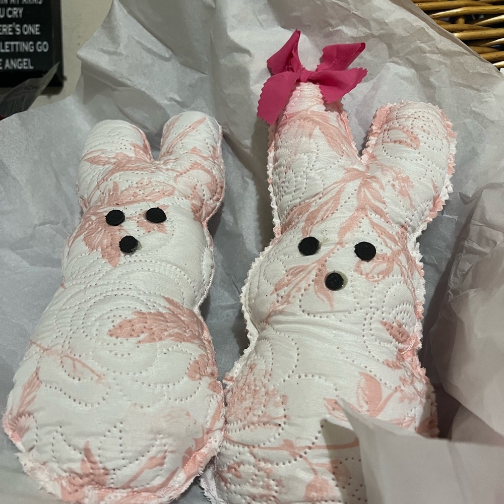 Floral Pink Bunny Accent Pillows Set